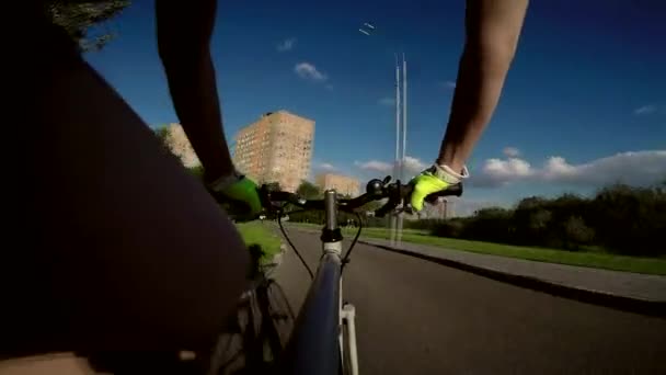 Bicicleta POV go-pro — Vídeo de Stock