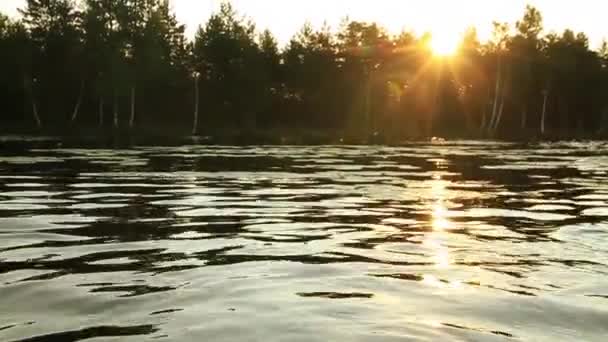 Salida del sol en el lago, salida del sol sobre el río, paisaje matutino — Vídeos de Stock