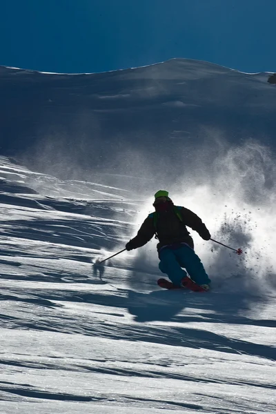 Freerider e pó de neve — Fotografia de Stock