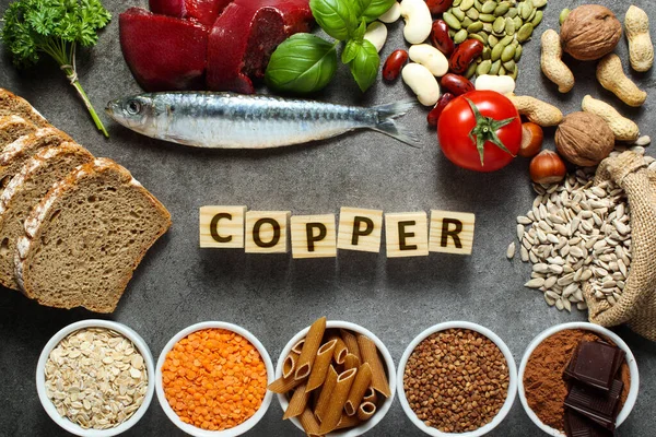 Natürliche Kupferquellen Kupfer Lebensmitteln lizenzfreie Stockfotos