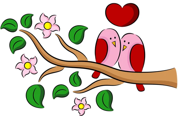 Aves de primavera enamoradas — Vector de stock