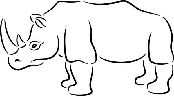 Ilustración Rinoceronte Africano Aislado — Vector de stock