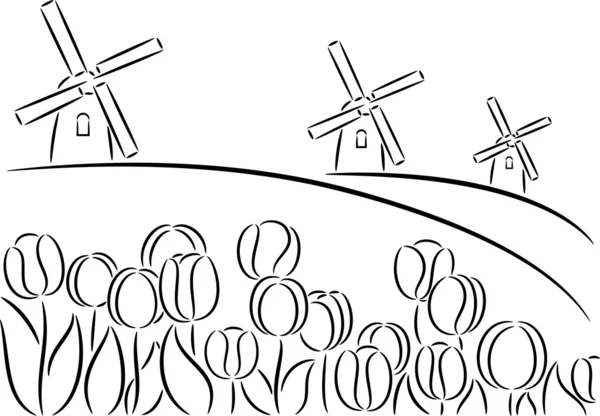 yel değirmeni ve laleler