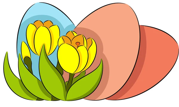 Easter eggs and crocus — Stock Vector