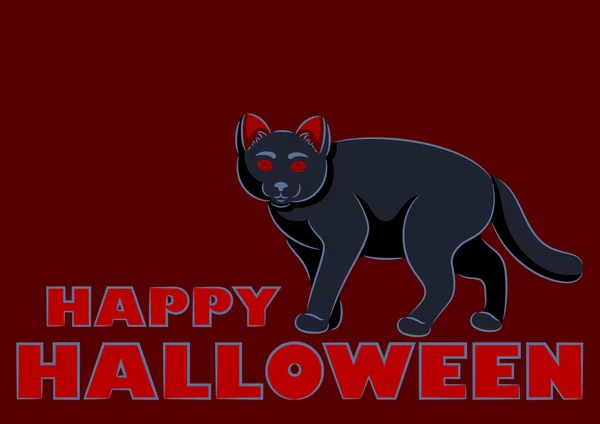 Halloween gato negro — Vector de stock