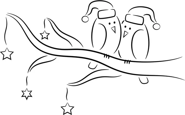 Navidad dibujos animados aves — Vector de stock