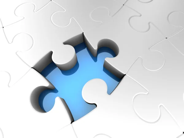 Puzzle Piece, Last Absent Jigsaw Hole on White — Stock Photo, Image