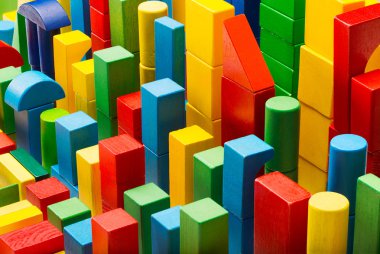 Oyuncaklar blok sınır arka plan, çocuk oyun renk ahşap tuğla
