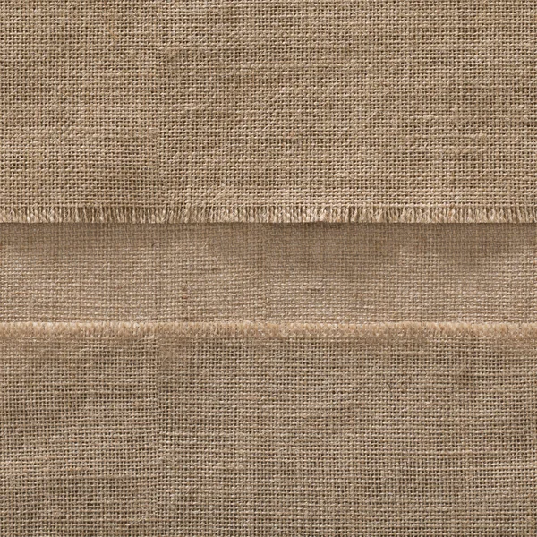 Burlap безшовний тканинний край фон, смугастій рамці тканини — стокове фото