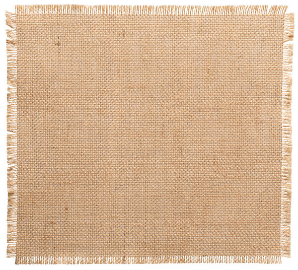 Burlap Fabric Torn Edges, Sack Cloth Pattern Isolated over White