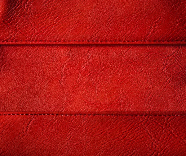 Bőr szál varrás háttér, piros varrott ruházati Textre — Stock Fotó