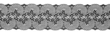Embroidered Lace Trim Ribbon, Needlework Border, Embroidly Fabric Pattern, on White Background