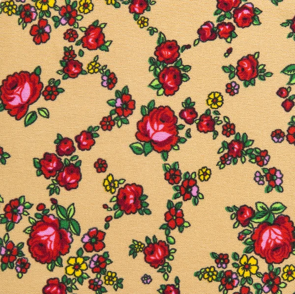 Floral Pattern, Roses Flower Background on Cloth — Stock Photo, Image