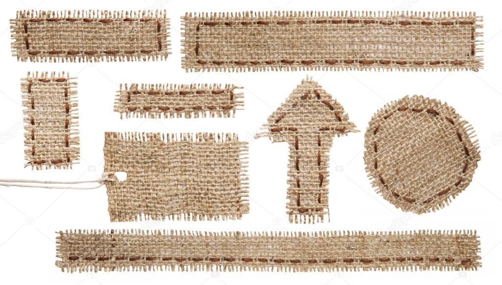 Burlap Fabric Tag Label, Hessian Cloth Patch, Sackcloth White