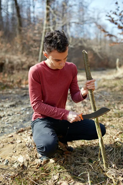 Teenage forest survival camp — Stock Photo, Image