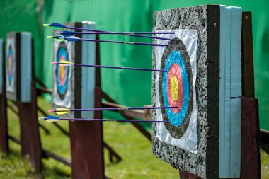 Targets at a bow shooting range clipart