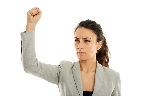 Ativista feminista levantando o punho — Fotografia de Stock
