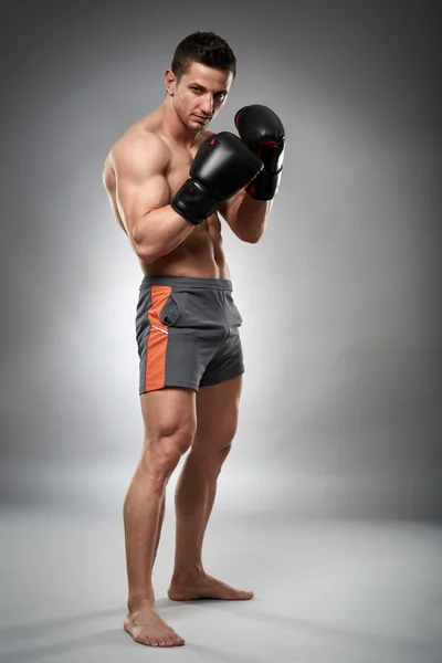 Kickboxer in guard stance — Stock Photo, Image
