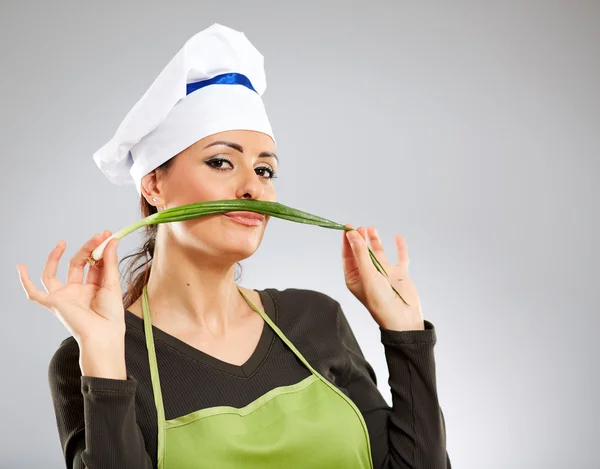 Cook making a moustache — Stock Photo, Image