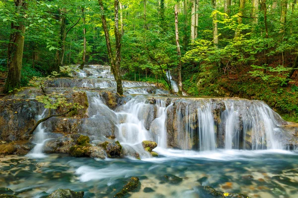 Waterval in een weelderig bos — Stockfoto