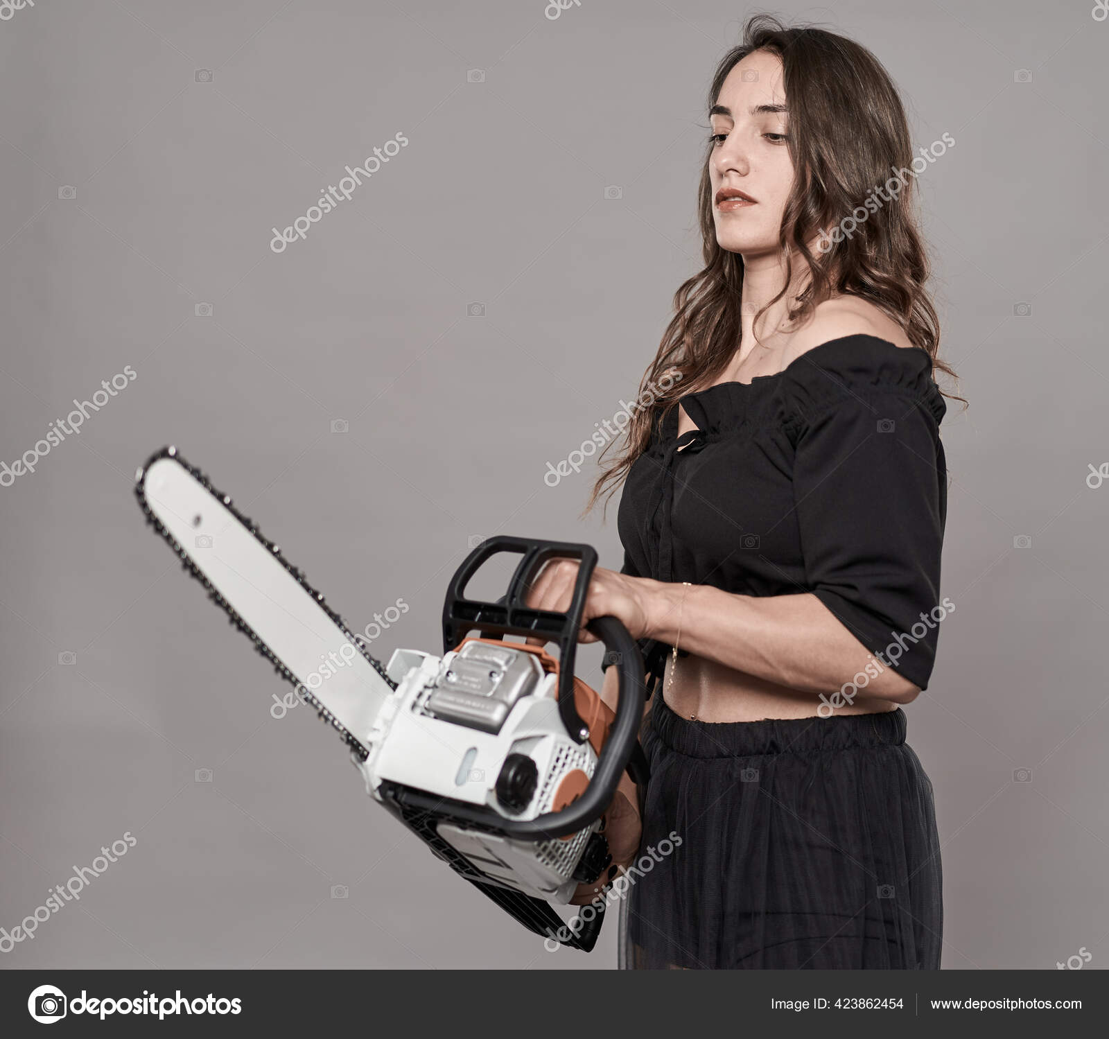 Woman in Chains stock photo. Image of expression, horror - 12466838