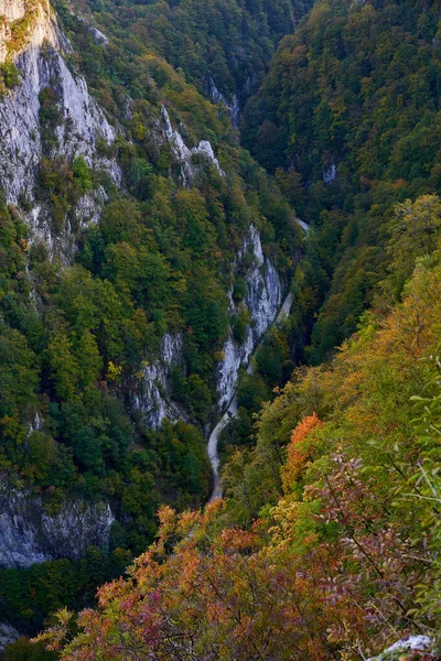 Luchtfoto Van Bergen Met Kliffen Bossen Herfst — Stockfoto