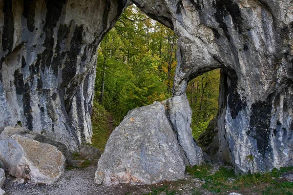 Oblouk Přírodního Kamene Horách Rumunska — Stock fotografie