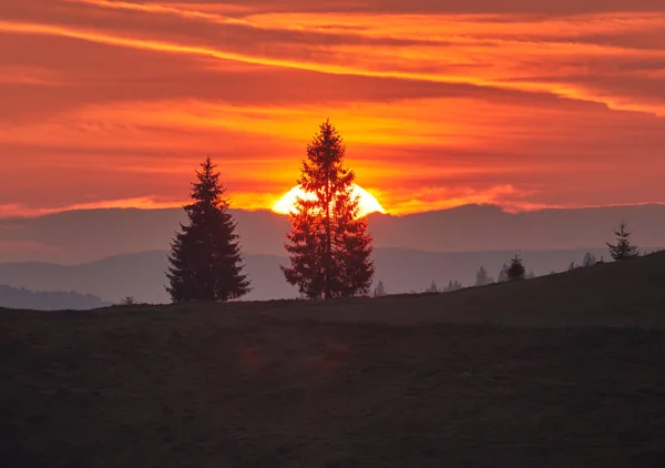 Paysage Avec Lever Soleil Dans Une Froide Matinée Novembre Dans — Photo