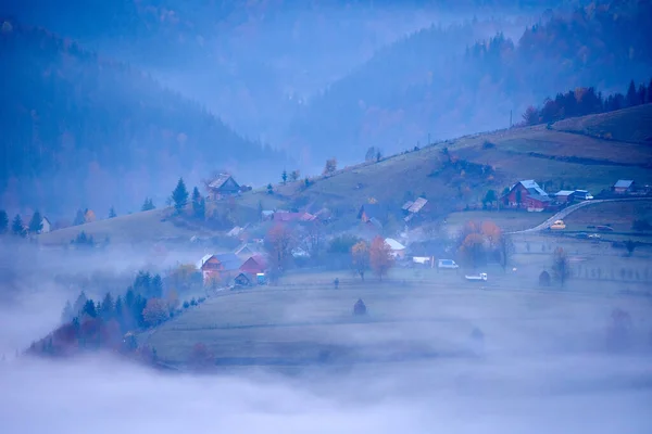 Village Mountain Mist Fog Floating Them Morning — Stock Photo, Image