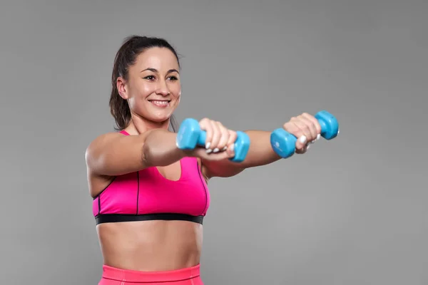 Confident Size Young Woman Fitness Attire Exercising Studio — Stock Photo, Image