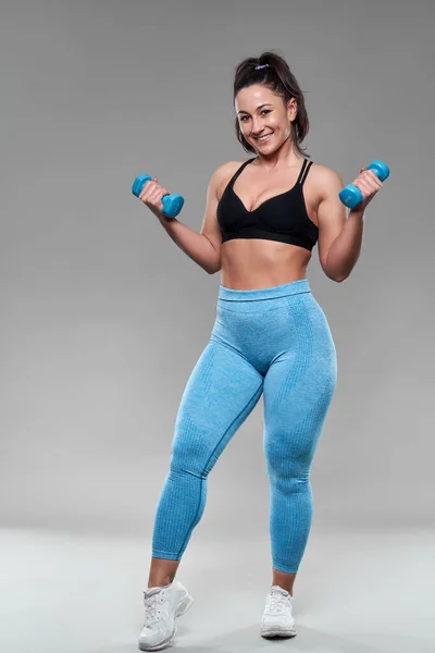 Confident Size Young Woman Fitness Attire Exercising Studio — Stock Photo, Image