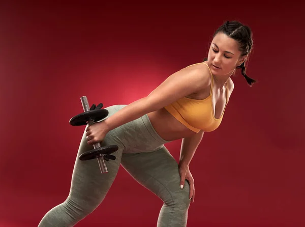 Confident Size Young Woman Fitness Attire Exercising Studio — Stock Photo, Image