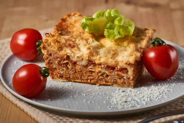 Olasz Lasagna Hagyományos Recept Bechamel Szósszal Parmezánnal — Stock Fotó
