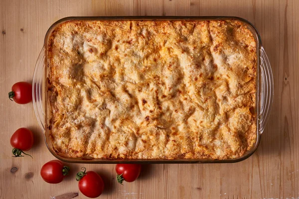 Italiaanse Lasagne Traditioneel Recept Met Bechamelsaus Parmezaanse Kaas — Stockfoto