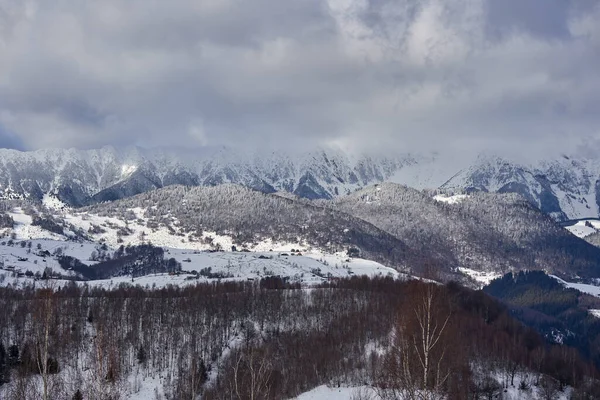 Paesaggio Montagne Foreste Inverno — Foto Stock