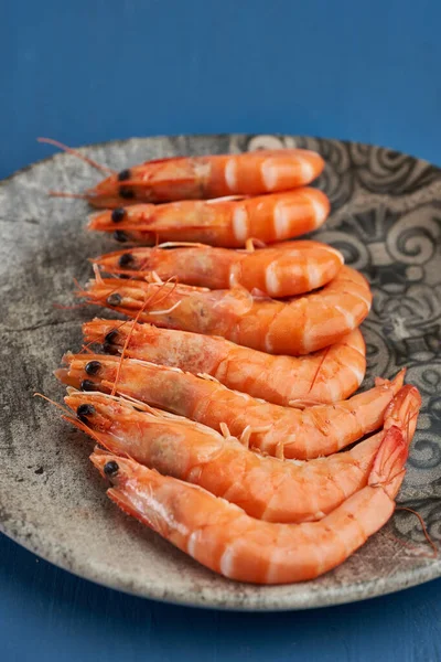 Closeup Raw Red Shrimps Fresh Fish Market — Stock Photo, Image