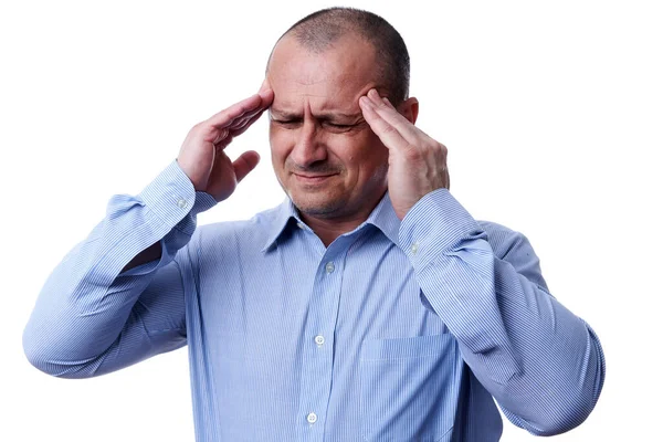 Retrato Estudio Hombre Negocios Con Fuerte Migraña —  Fotos de Stock