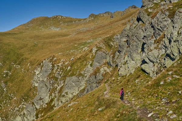 Fagaras Gebirge Rumänien Spätsommerliche Landschaft Mit Felsigen Gipfeln — Stockfoto