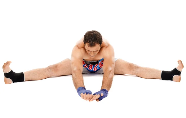 Kickbox combattente stretching — Foto Stock