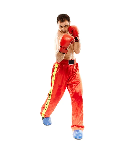 Kickbox fighter executing a punch — Stock Photo, Image