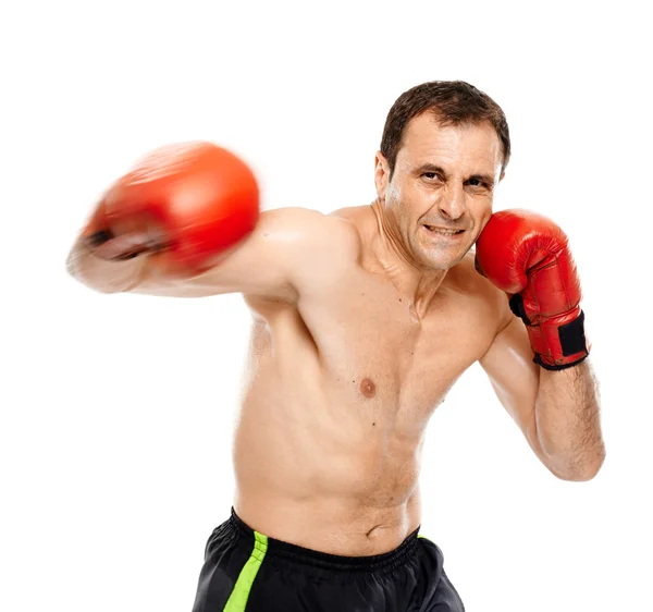 Kickbox fighter executing a punch — Stock Photo, Image