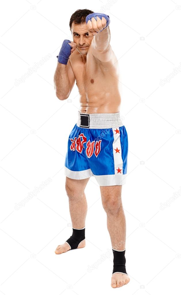 Kickbox fighter executing a punch
