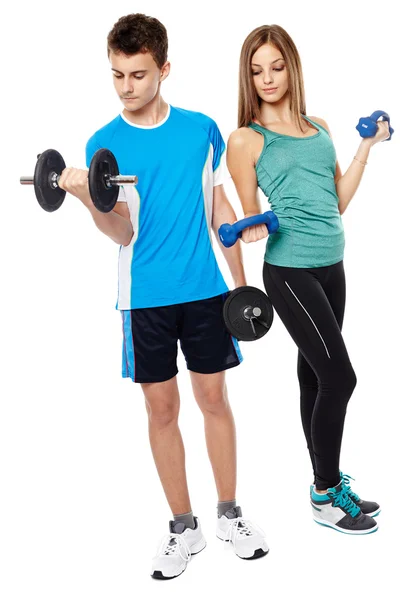 Tonåringar gör fitness — Stockfoto