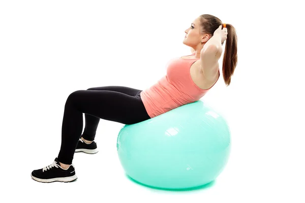 Workout with a gym ball — Stock Photo, Image