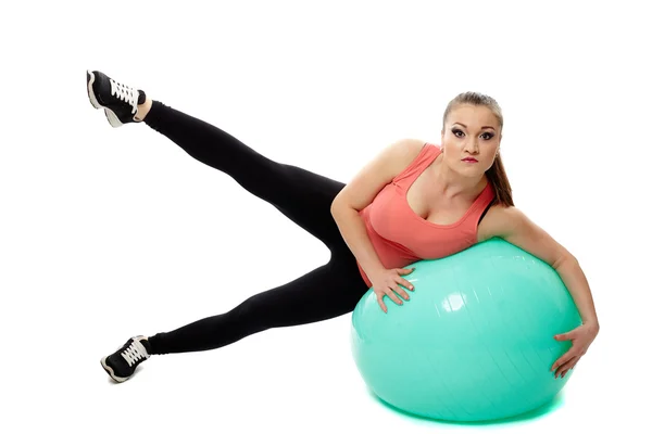 Workout with a gym ball — Stock Photo, Image