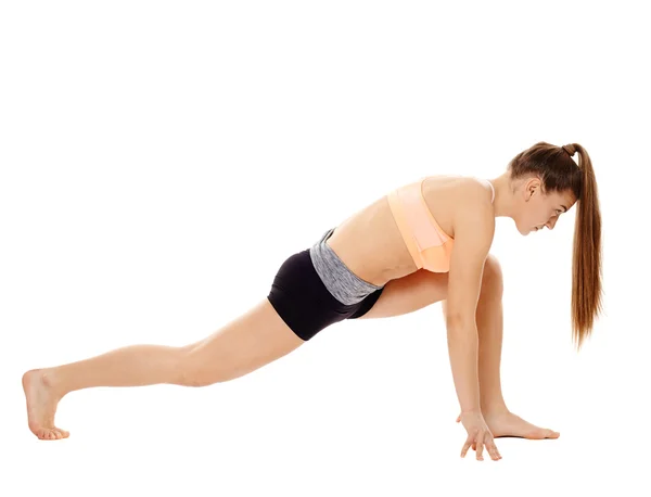 Fitness signora stretching — Foto Stock