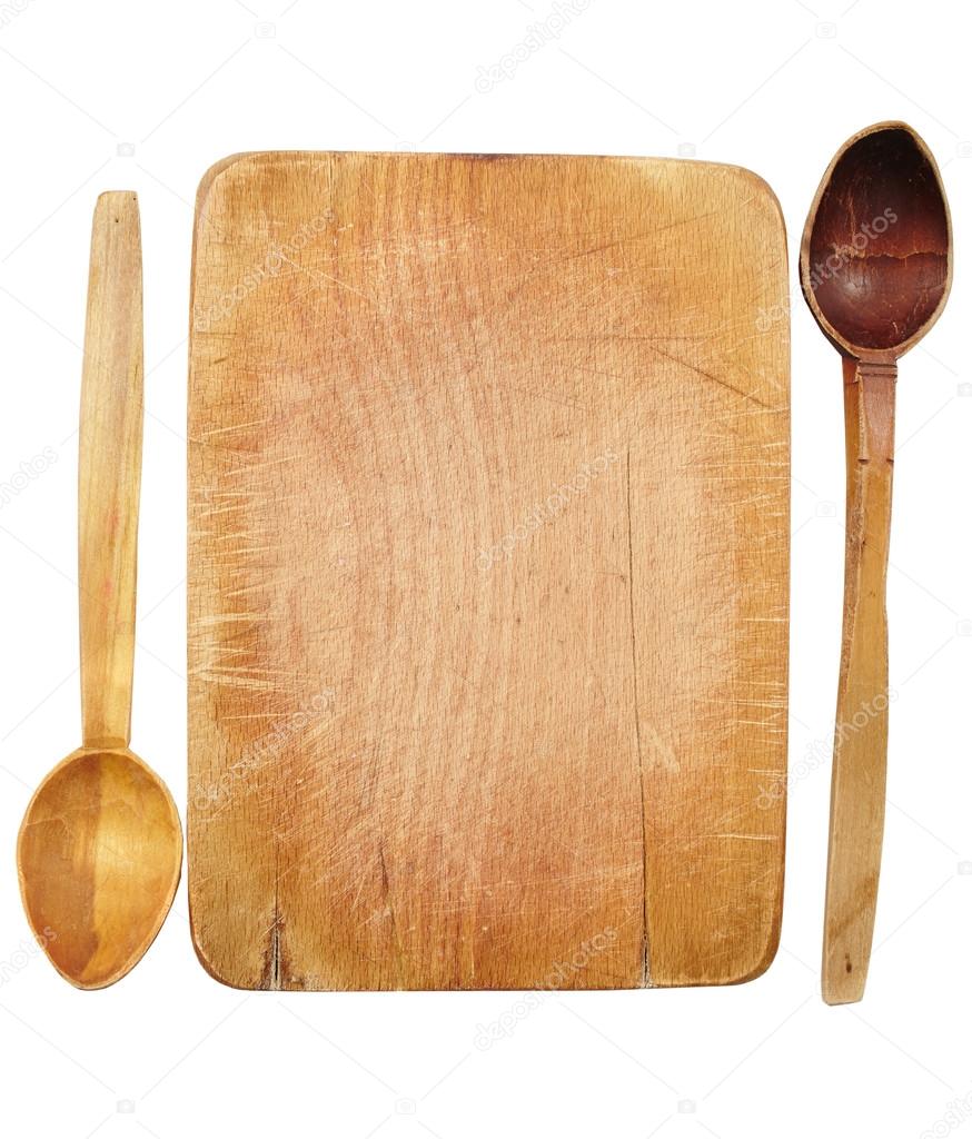 Wooden board and spoons