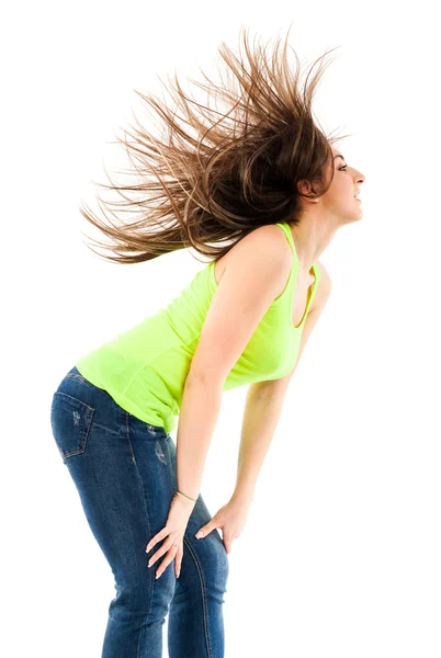 Mujer volteando su cabello —  Fotos de Stock