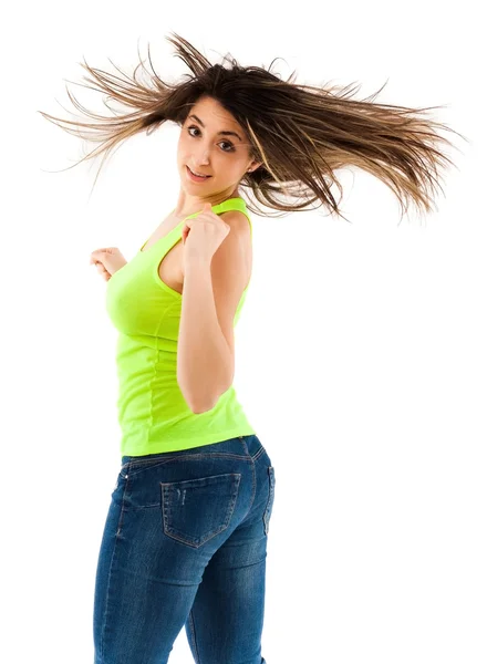 Mujer volteando su cabello — Foto de Stock