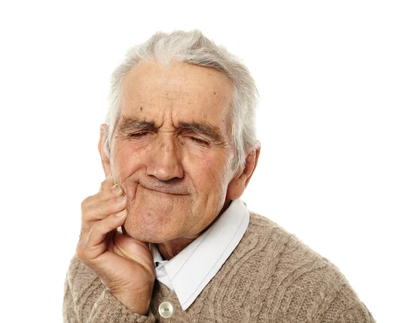 Homem velho com dor de dente — Fotografia de Stock